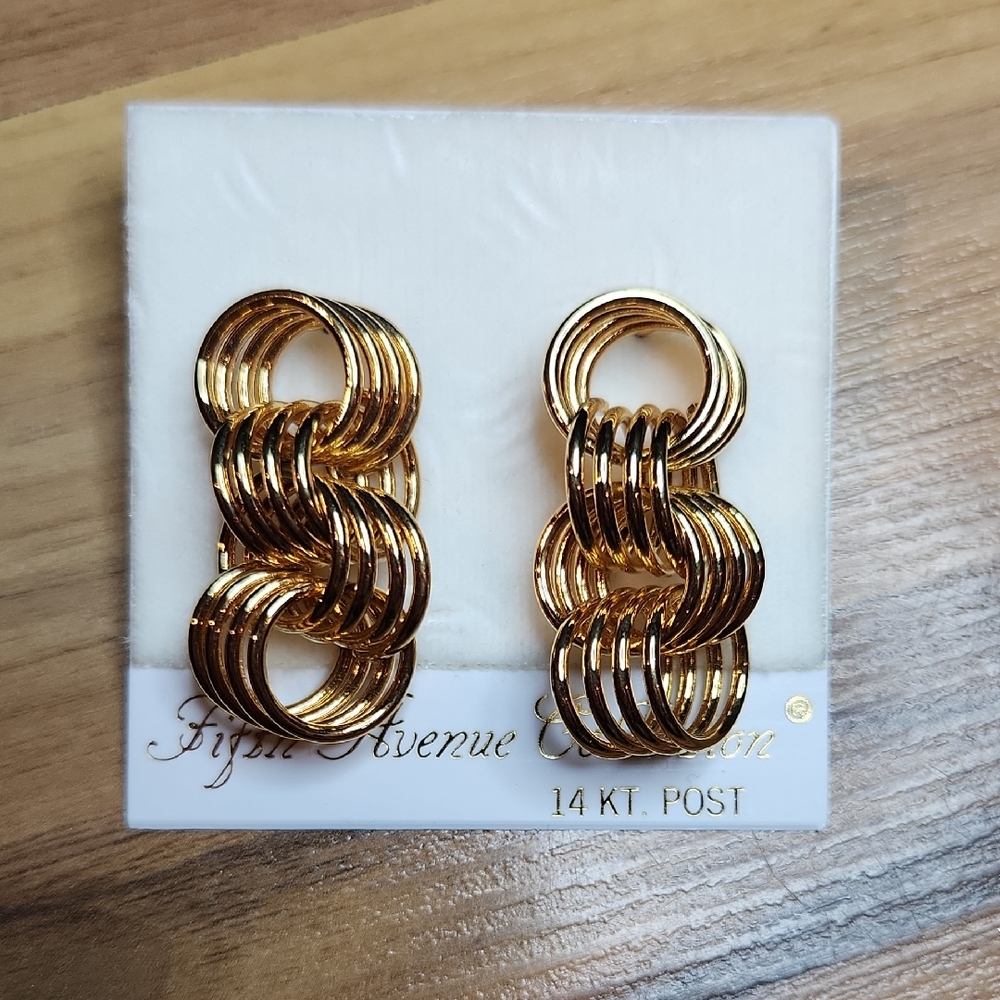 Vintage Gold Interlinked Hoop Earrings